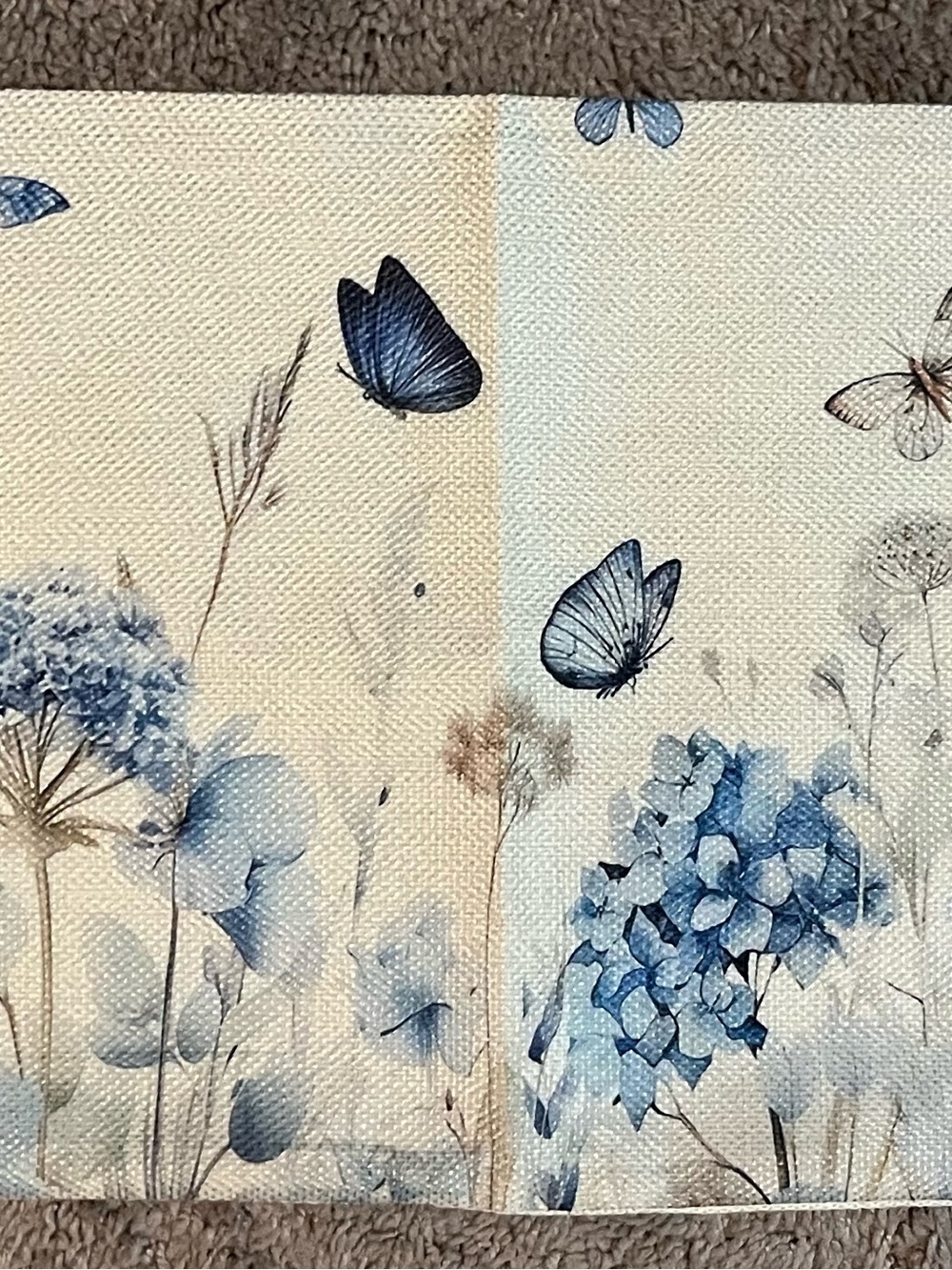 Blue Butterfly & Hydrangea Accent Pillow Cover 19” X 11 1/2”